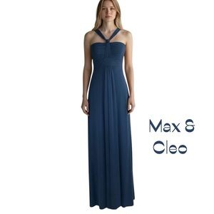 Max & Cleo Blue Open Shoulder Maxi Dress Size 10